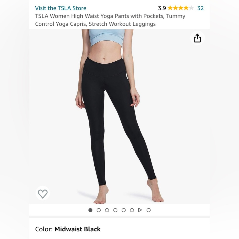 2 Black TSLA Midwaist Leggings
